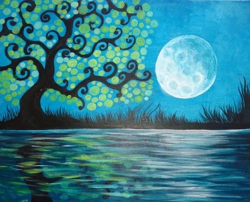 Moonlit Emerald Tree