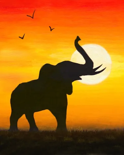 Elephant Sunset