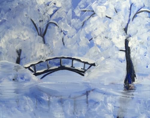 Snowy Bridge with Reflection