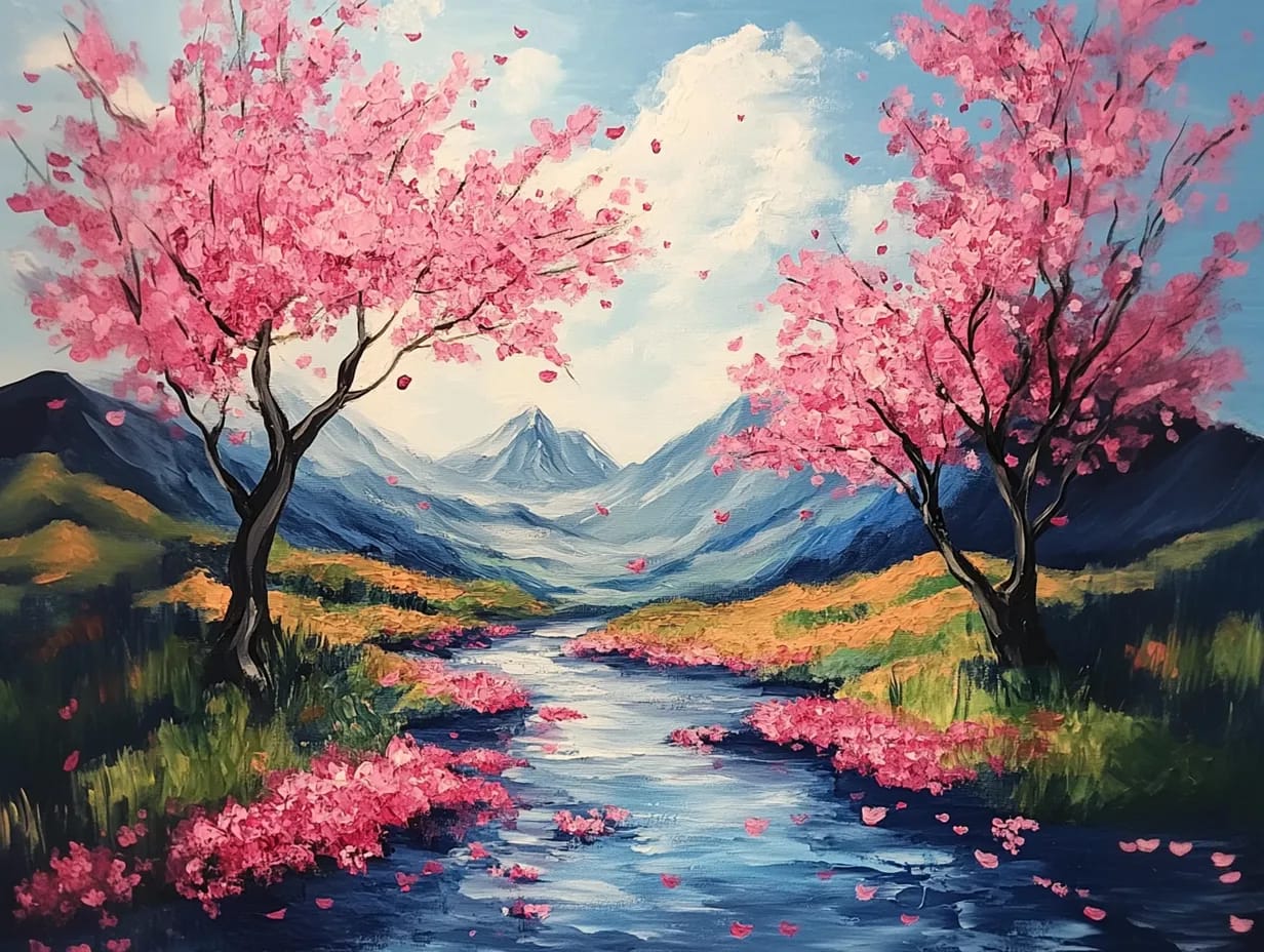 Cherry Blossom River Bend