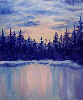 Pine Trees on Frozen Lake