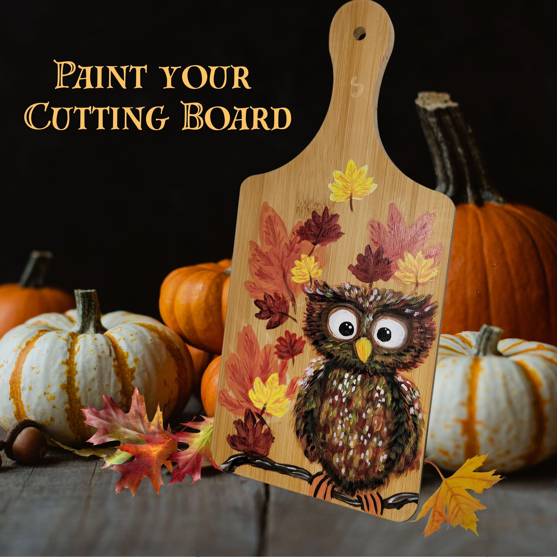 Autumn Owl - Cutting Board Painting
