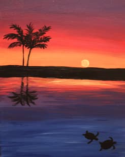 Turtles at Sunset