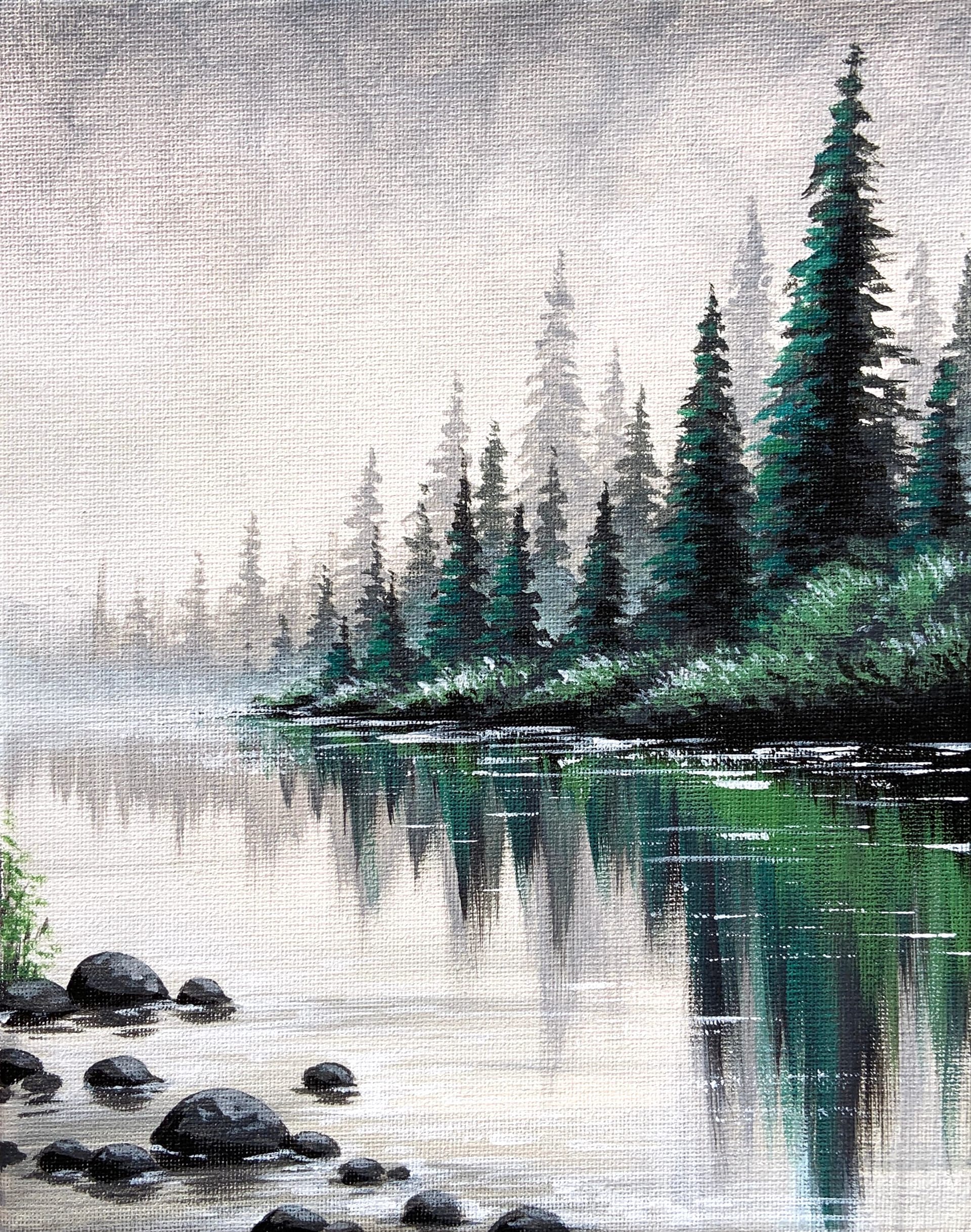Foggy morning by the lake