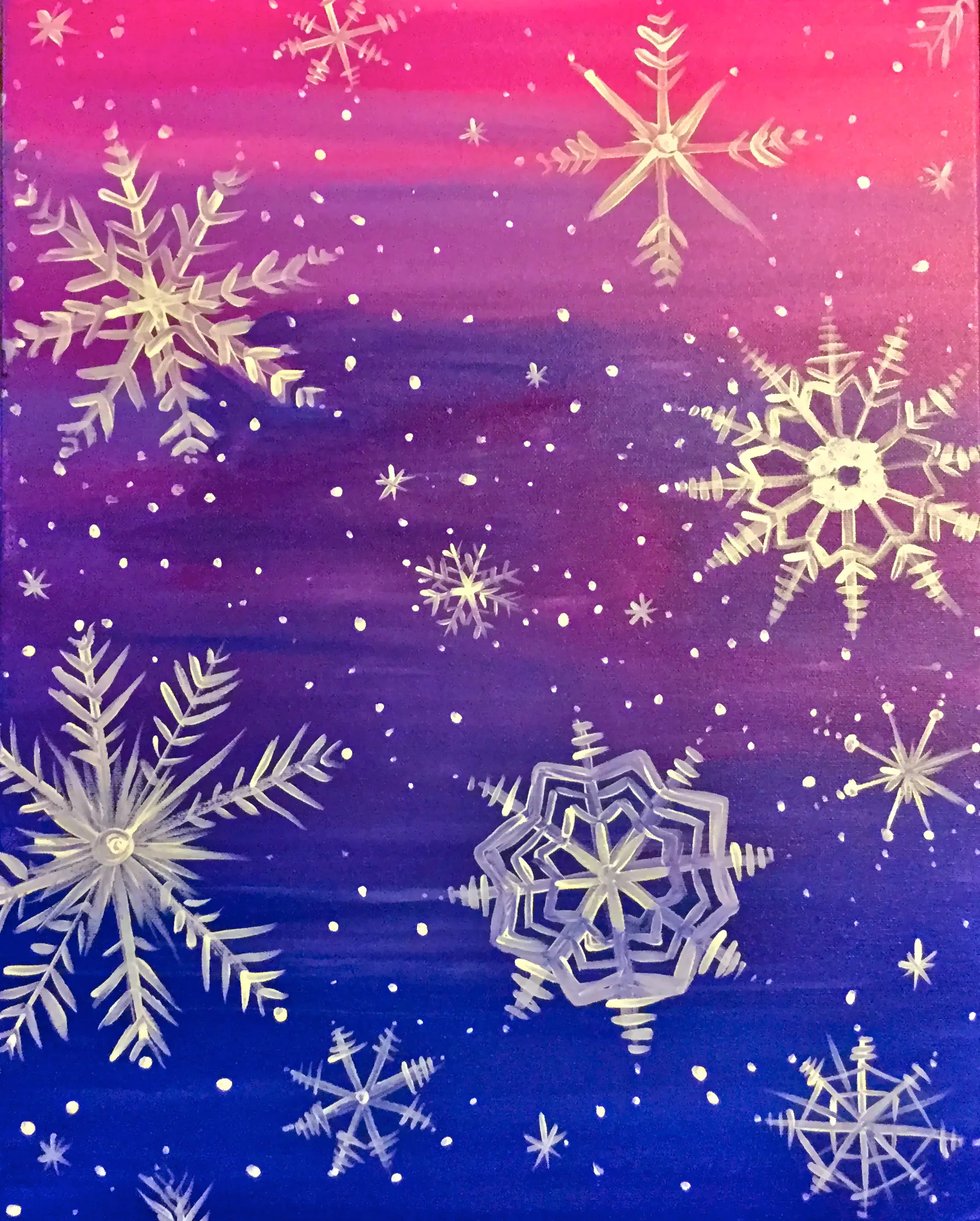 Snowflakes at Sunset