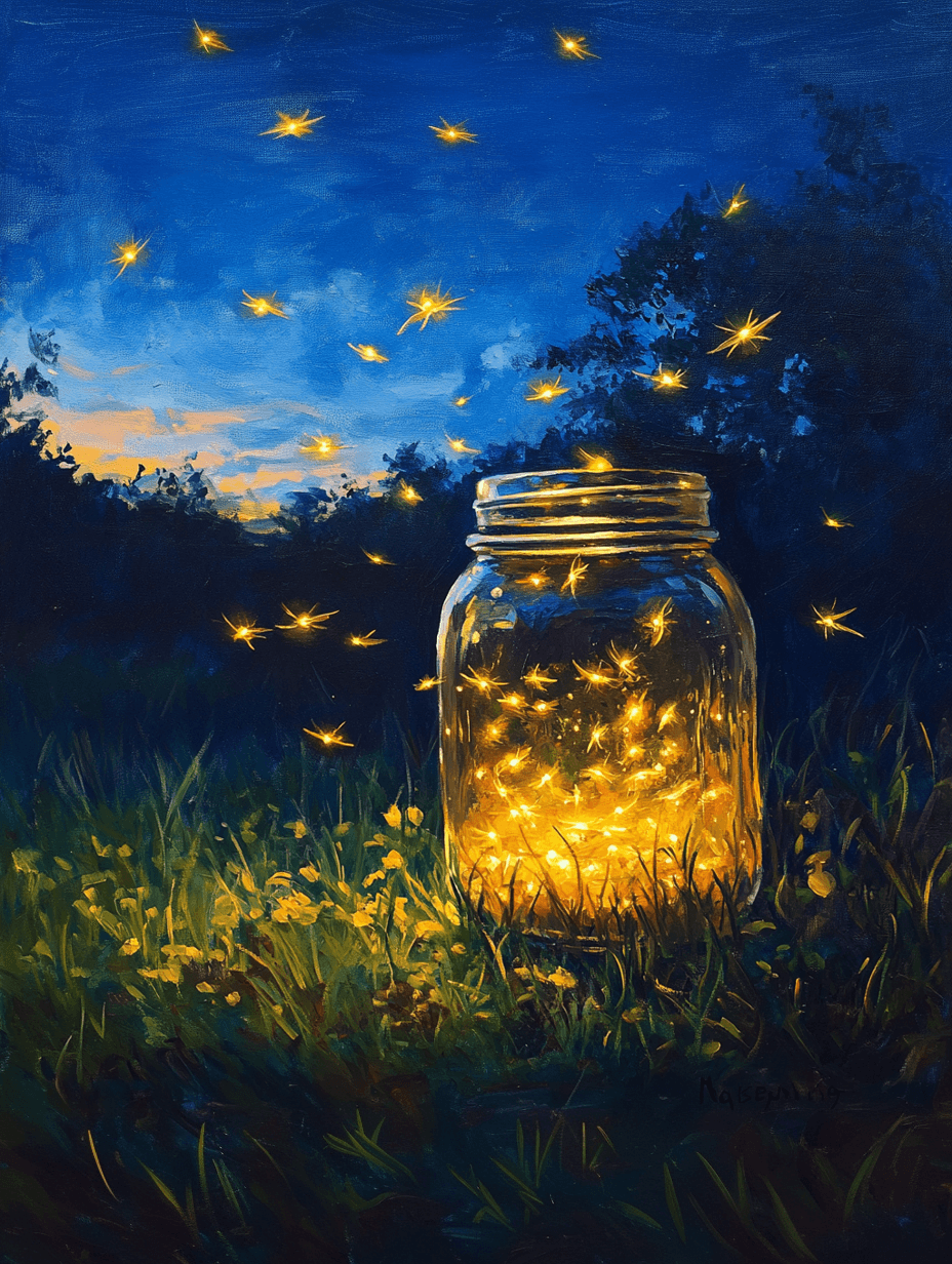 Summer Nights Fireflies in Mason Jar