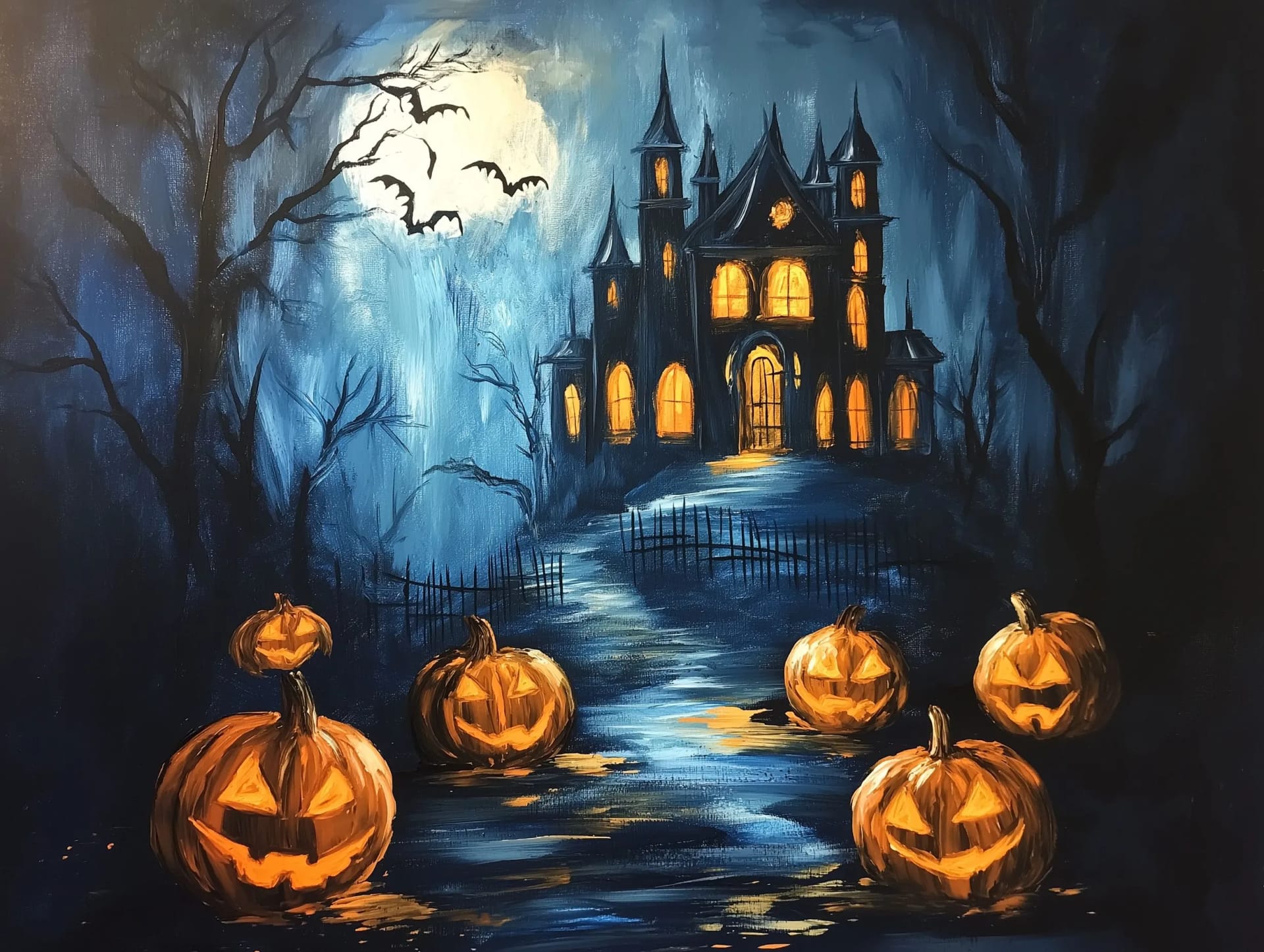 The Haunted Mansion at Night