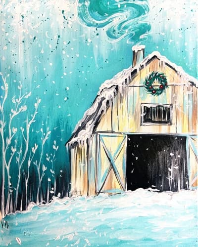 Winter Barn In Teal