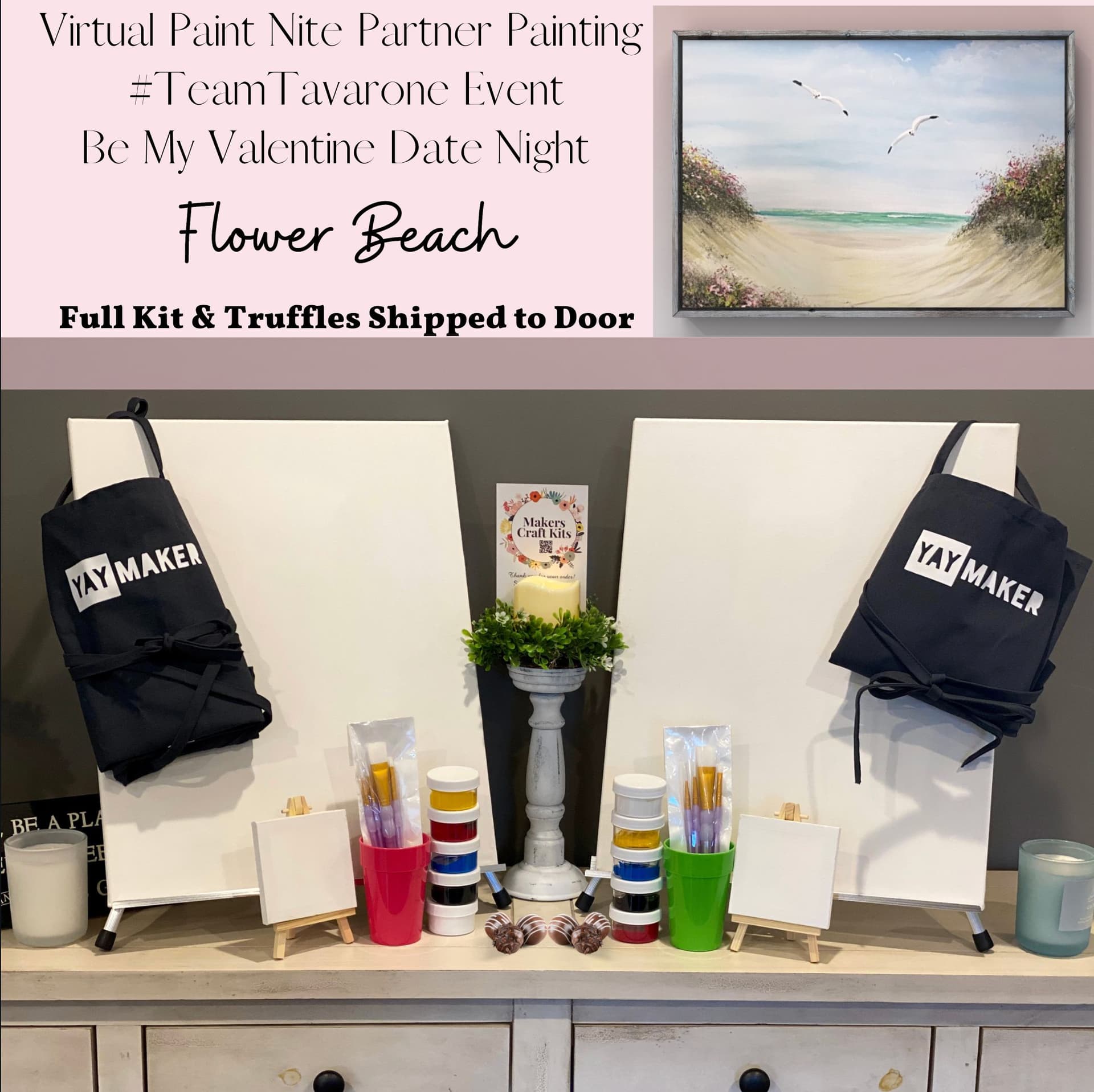 Flower Beach- Date Night Paint Nite Kit for 2 Shipped to Door- #TeamTavarone