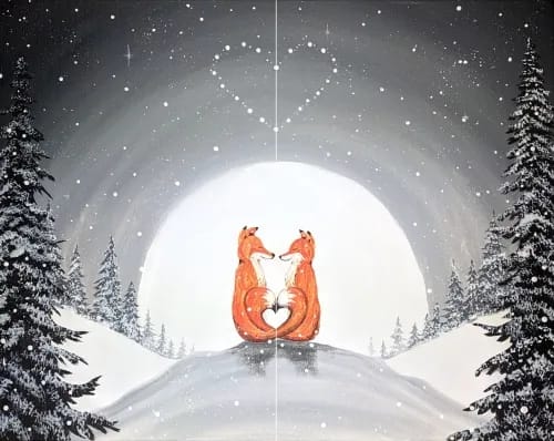 Moonlit Foxy Lovers Partner Painting