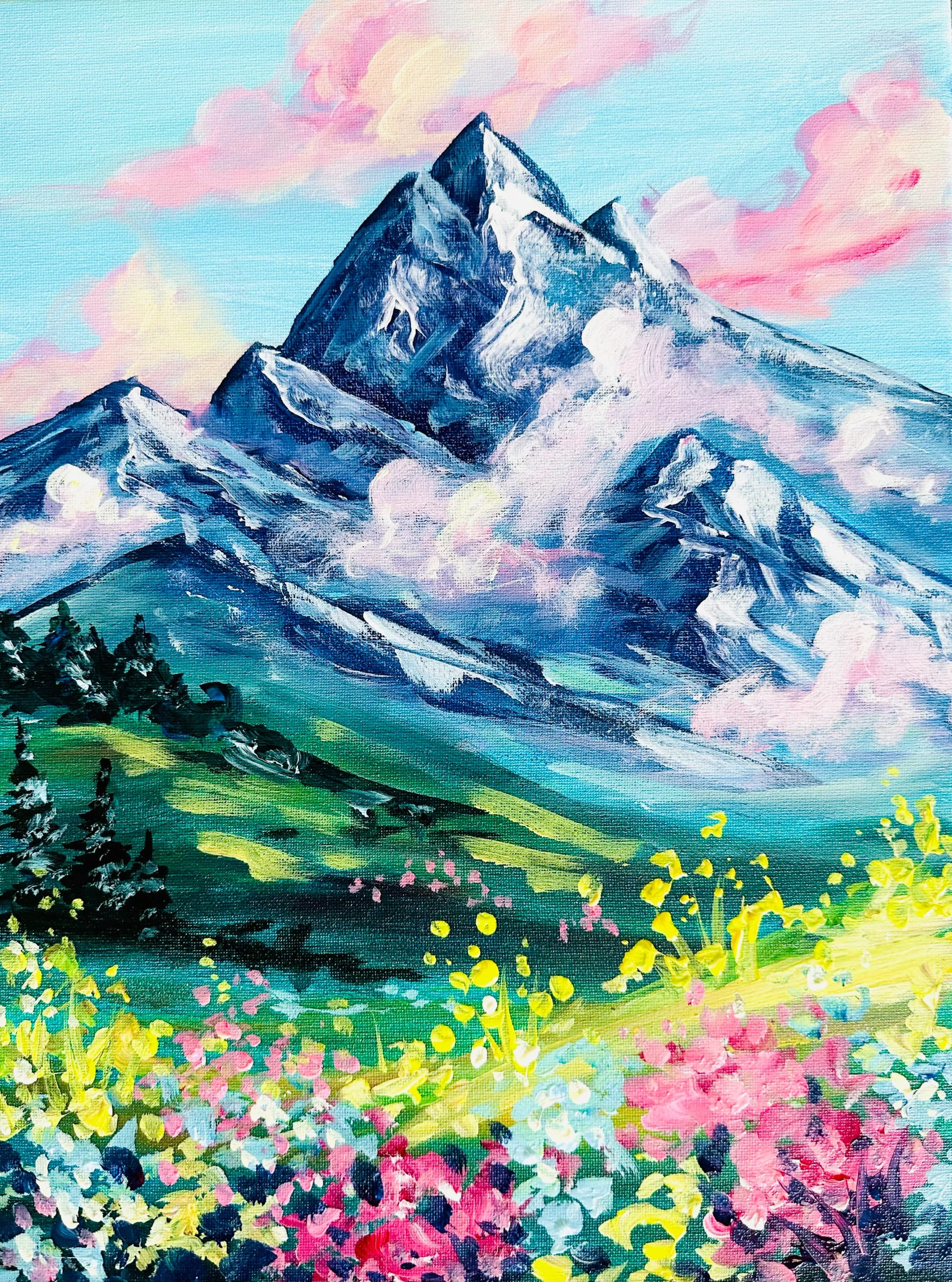 Happy Little Clouds & Mountains