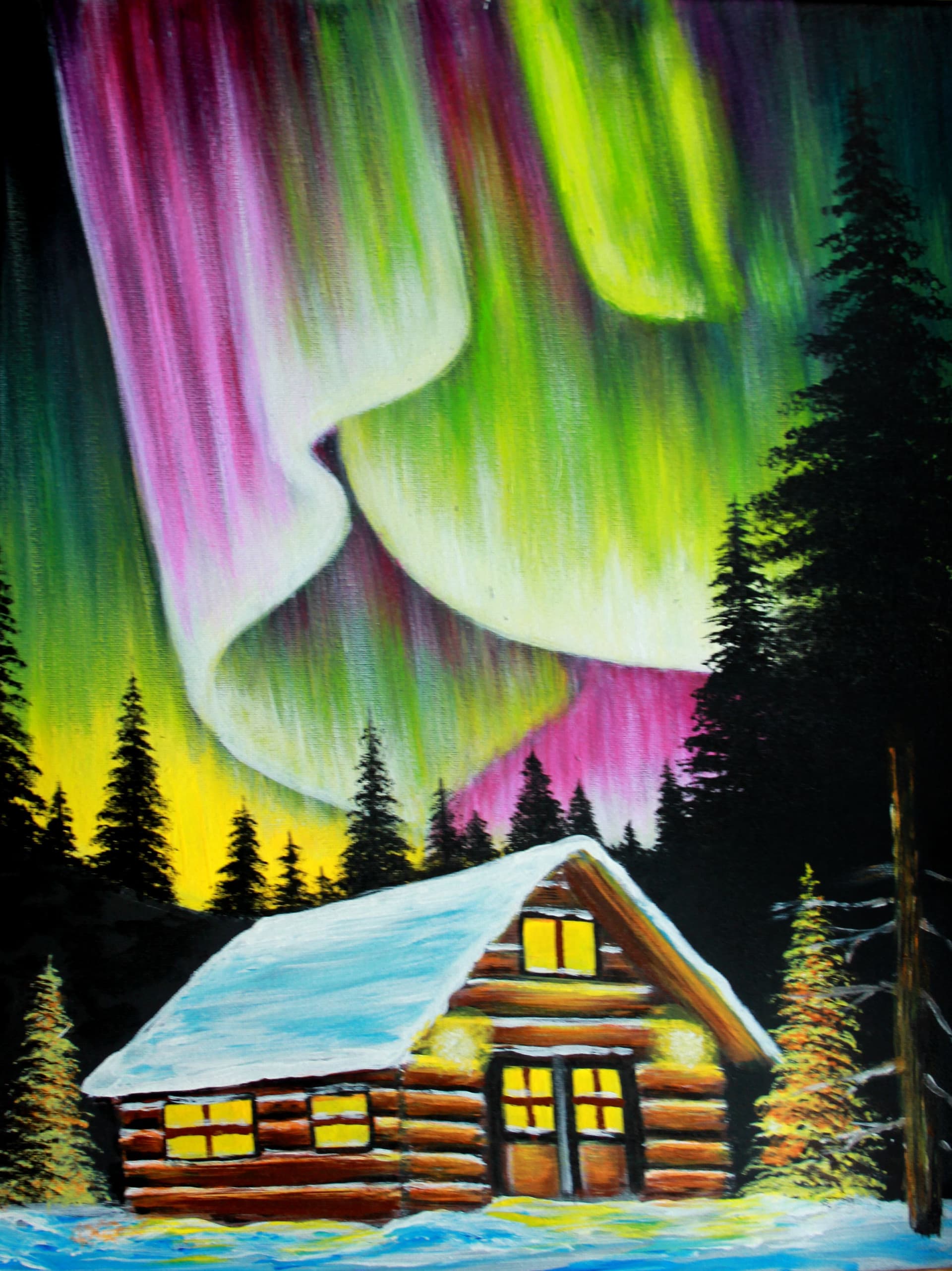 Northern Lights With Cabin 2