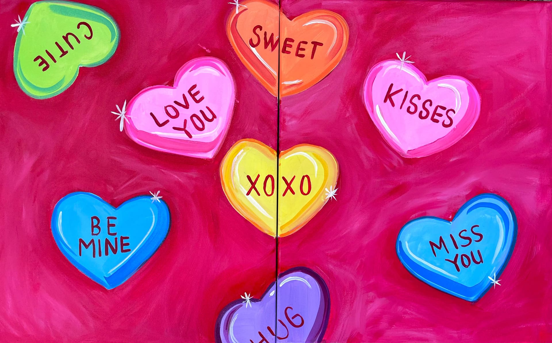 Valentine’s Day Conversation Heart Partner Painting