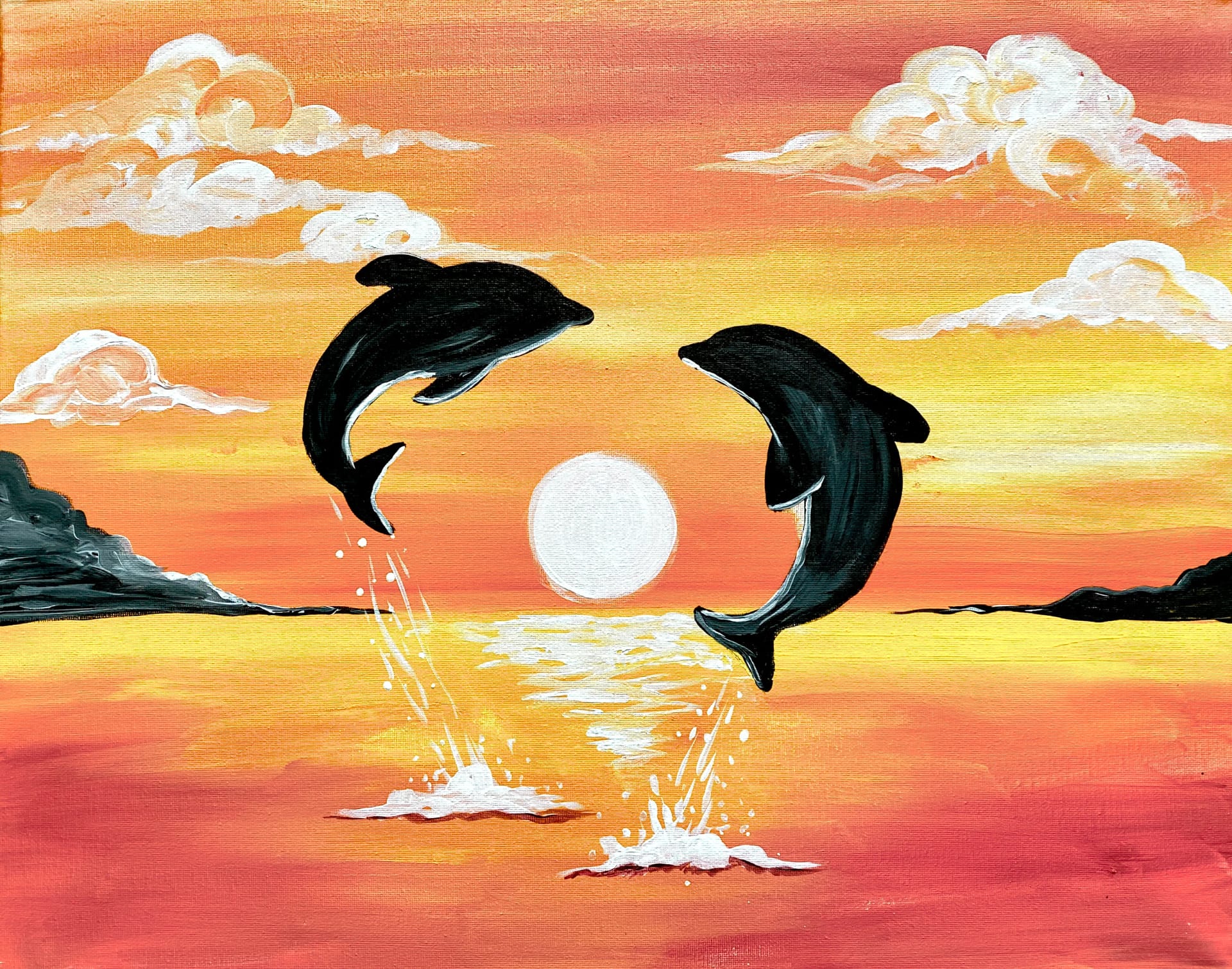 Dolphins in Love at Sunset