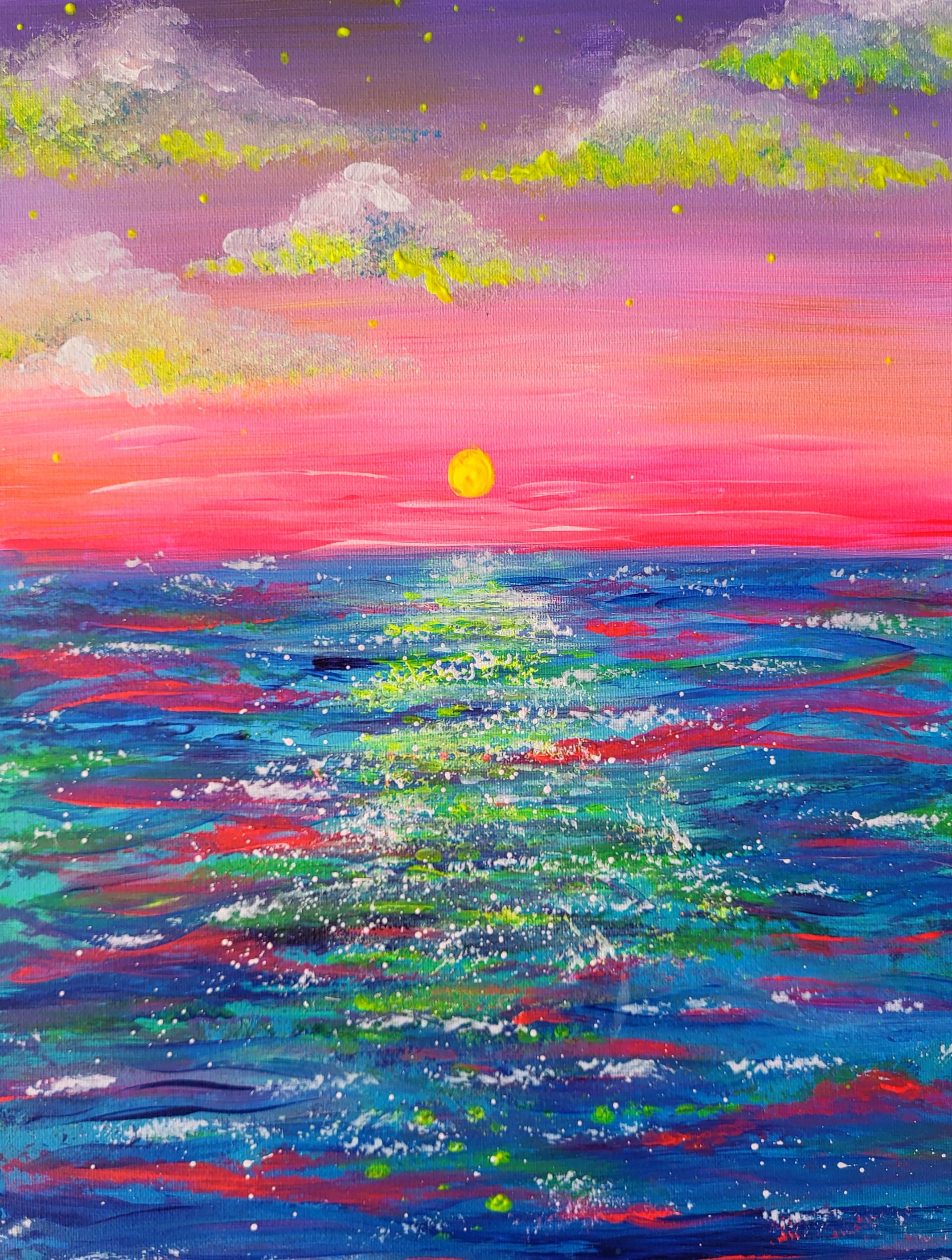 Neon Ocean Tides Sunset