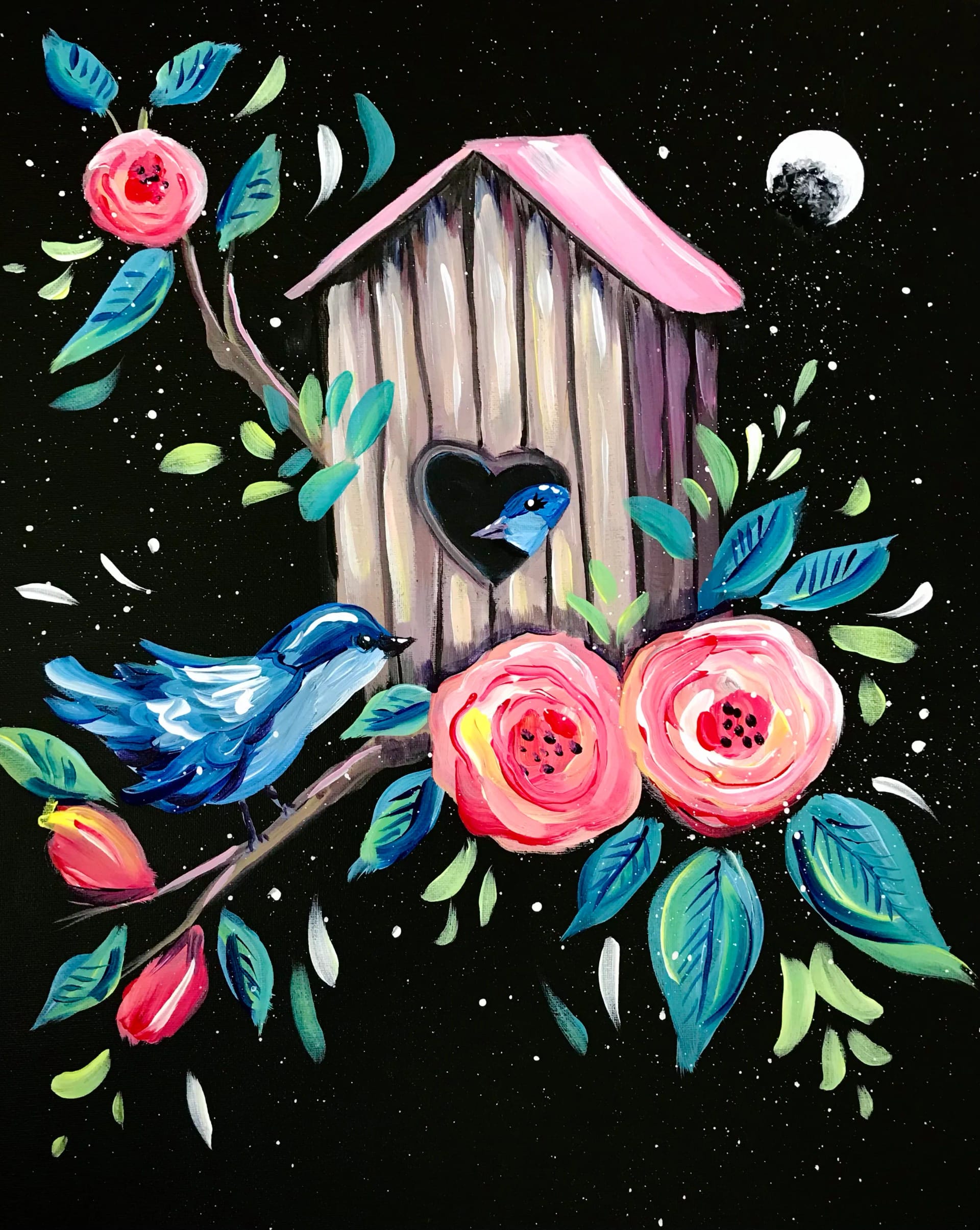 Midnight Birdhouse Lovers