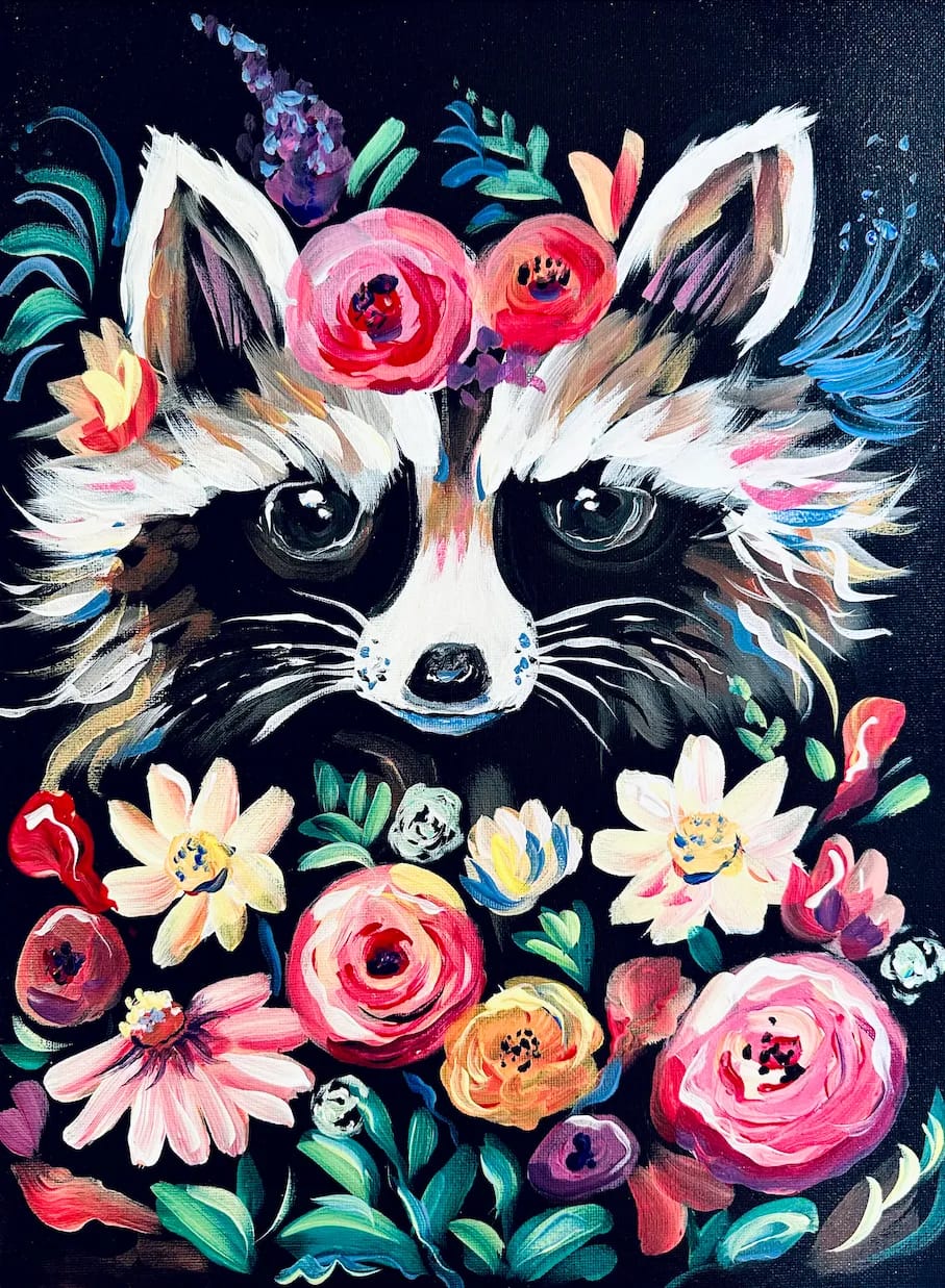 Raccoon & Roses
