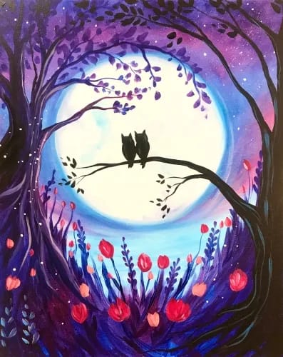 Moonlit Owl Love