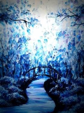 Bridge under the Snowy Forest - Paint Nite event in Calgary, AB