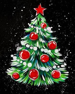Fun and Easy Christmas Tree - Paint Nite event in Calgary, AB