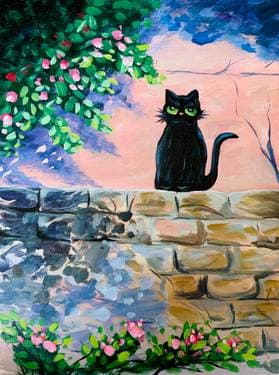 Black Garden Cat - Paint Nite event in Sunnyvale, CA