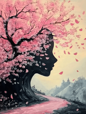 Devine Woman Cherry Blossom - Paint Nite event in Brentwood, CA