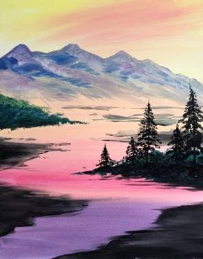 Winding River Silhouettes - Paint Nite event in Calgary, AB